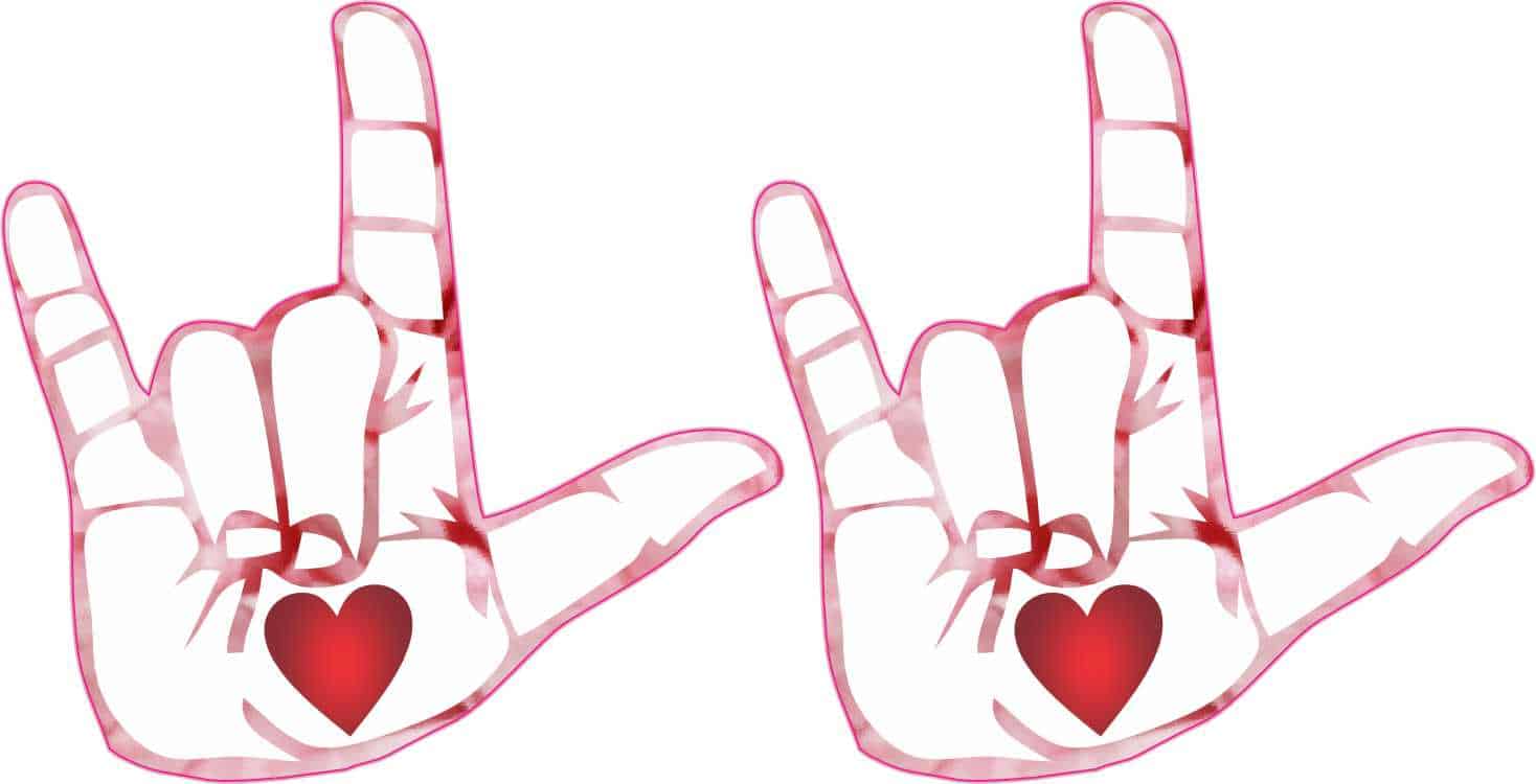 Pink Heart Hand ASL I Love You Vinyl Stickers