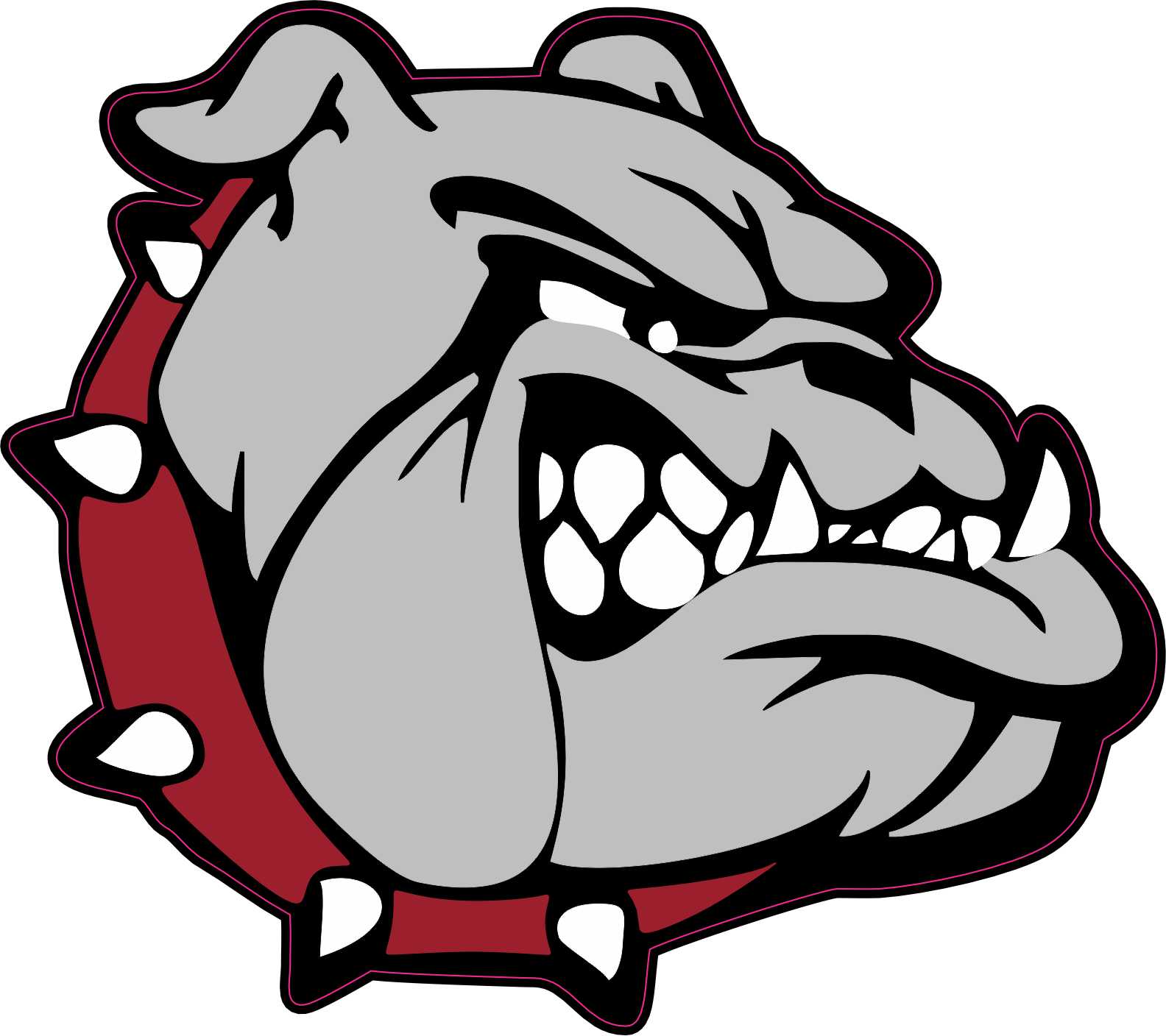 Right Facing Maroon Collar Bulldog Vinyl Sticker