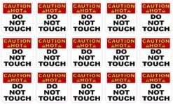 Caution Hot Do Not Touch Vinyl Stickers