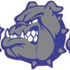 Left Facing Blue and Gray Bulldog Mascot Vinyl Stickers