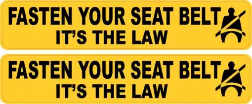 Yellow Fasten Your Seat Belts Vinyl Stickers