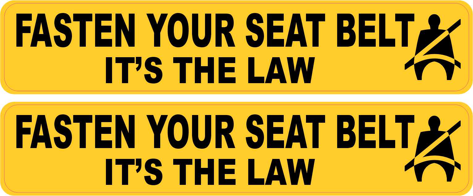 StickerTalk Yellow Fasten Your Seat Belts Vinyl Stickers, 1 Sheet of 2 Stickers, 5 Inches x 1 inch Each