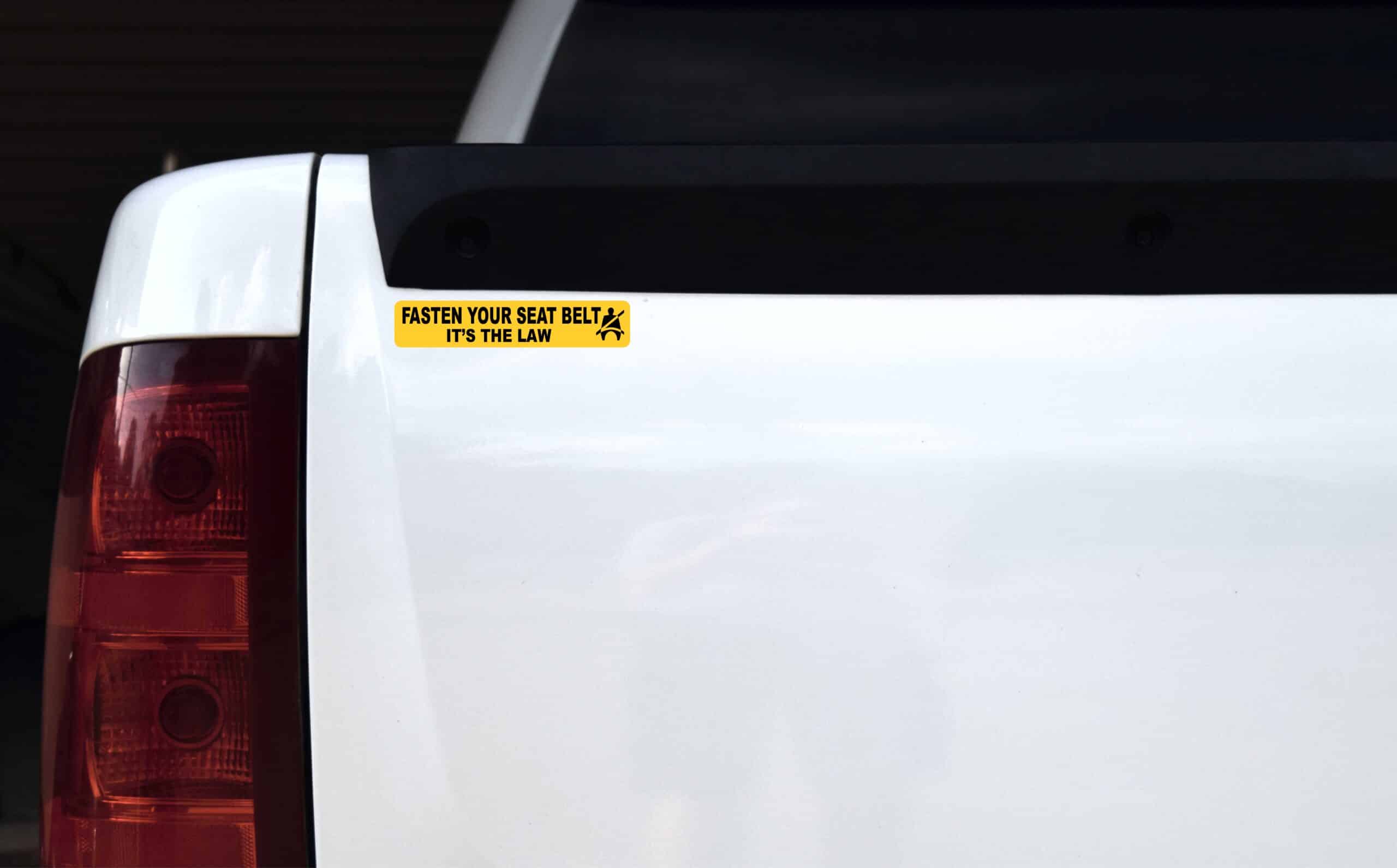 Yellow Fasten Your Seat Belts Vinyl Stickers