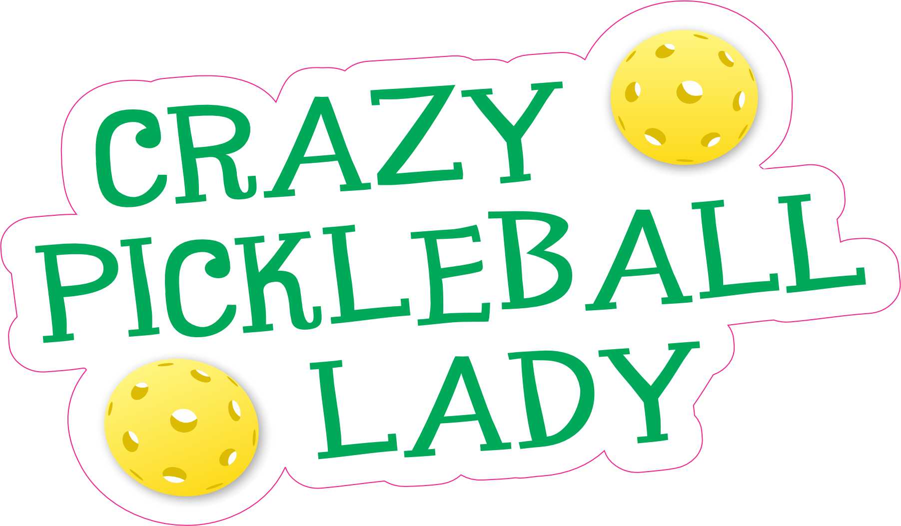 Crazy Pickleball Lady Vinyl Sticker