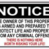 Notice Owner Is Armed Vinyl Sticker