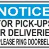 Ring Doorbell for Pick-Ups or Deliveries Vinyl Sticker