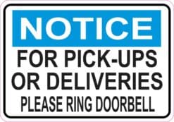 Ring Doorbell for Pick-Ups or Deliveries Vinyl Sticker