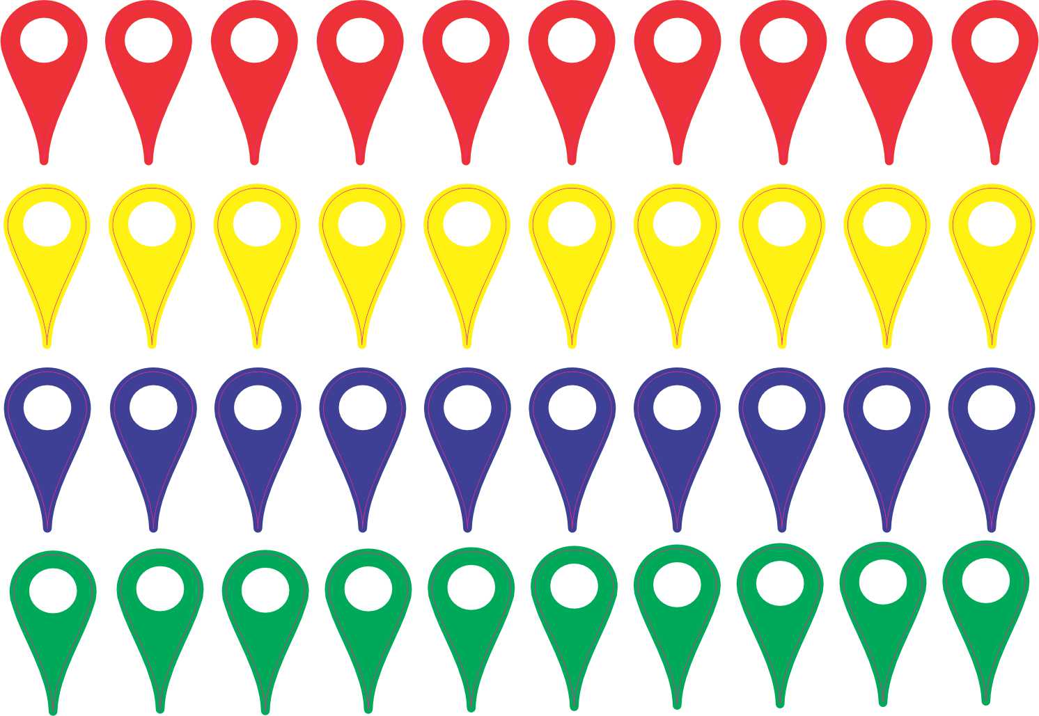 Basic Colors Map Pointer Vinyl Stickers