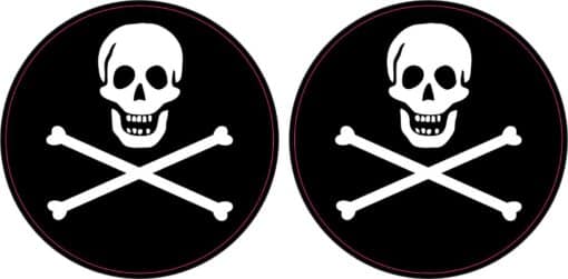 2x skull and crossbones stickers