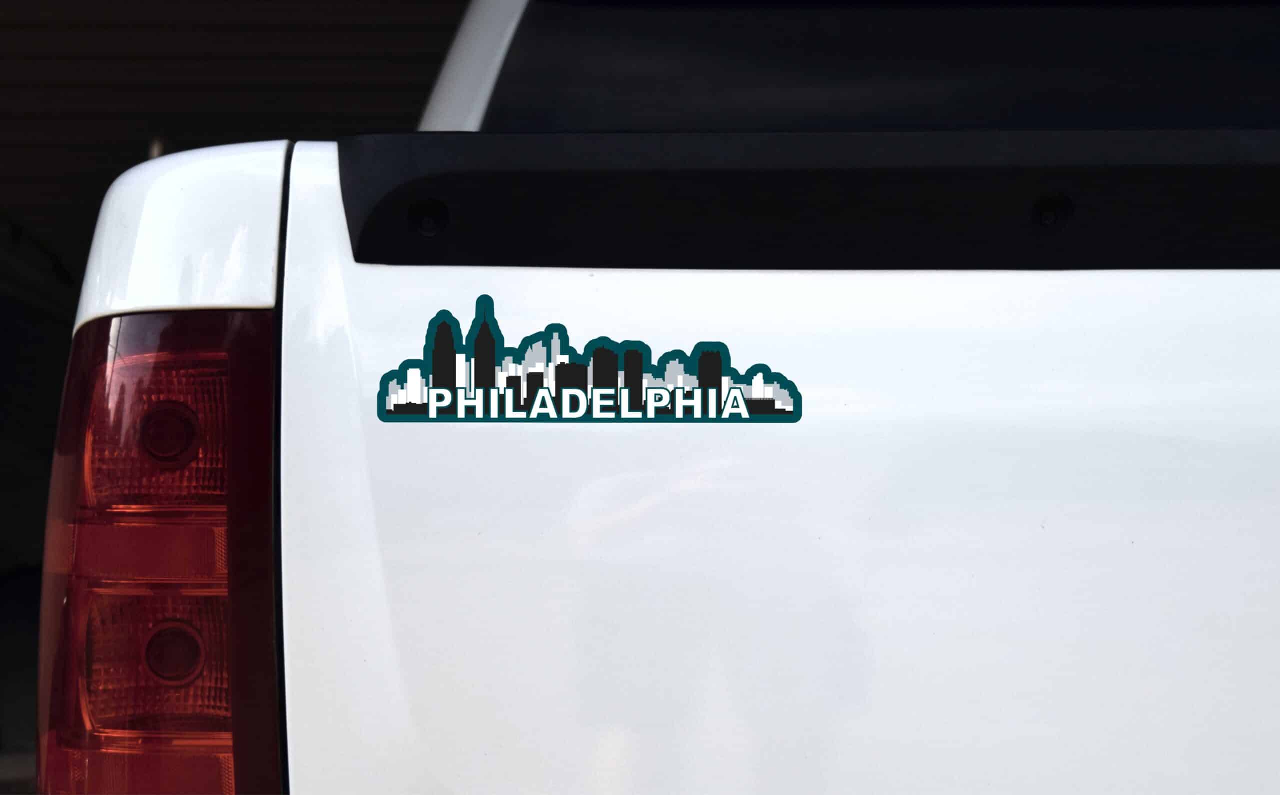 StickerTalk Philadelphia Green Skyline Sticker, 10 inches x 3 in