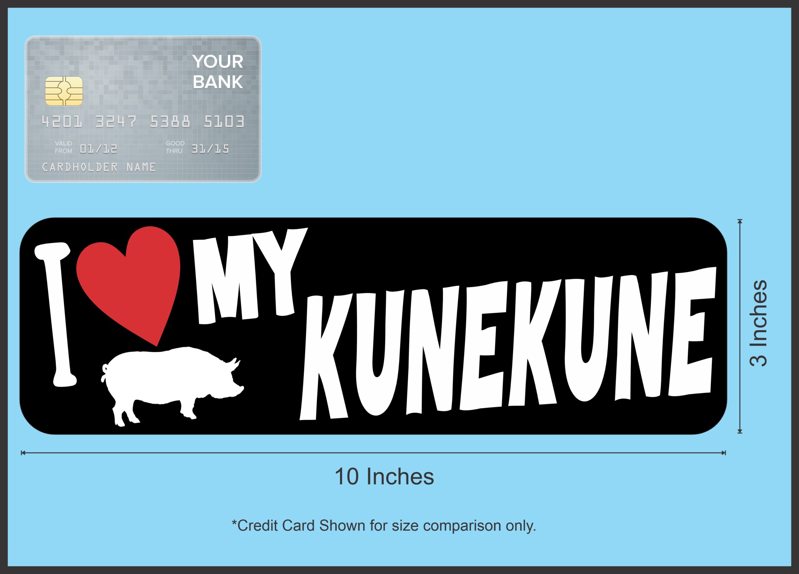 10in x 3in I Love My Kunekune Bumper Sticker Vinyl Animal Pig Vehicle Decal