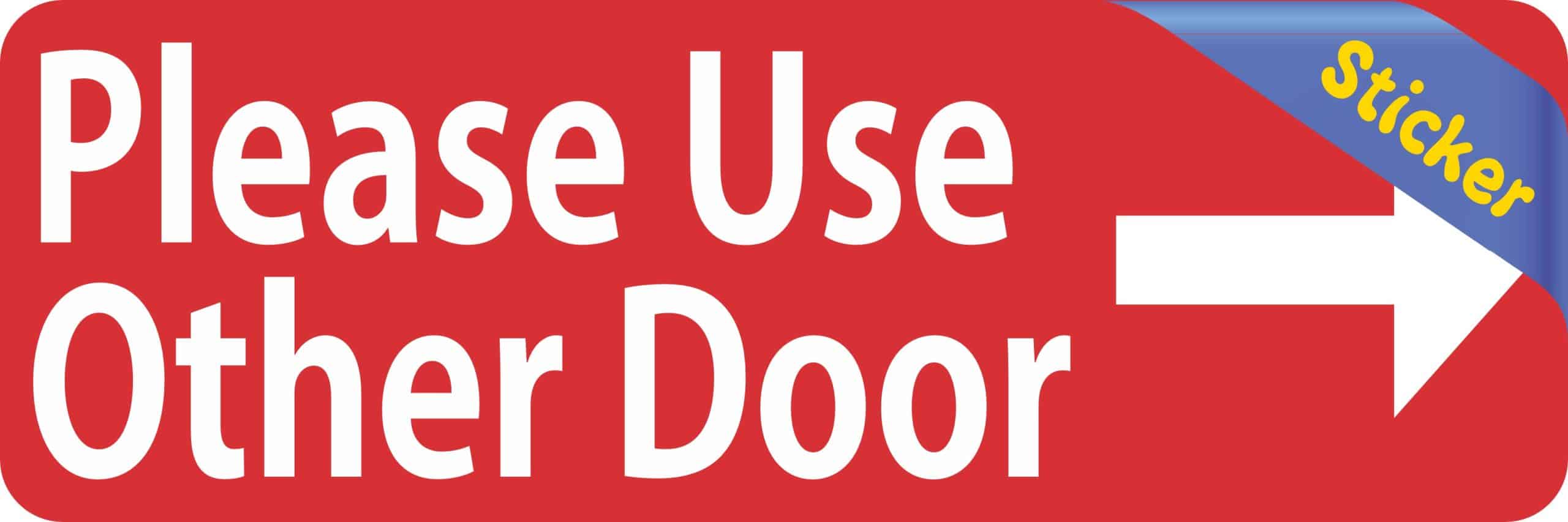 StickerTalk Red Right Please Use Other Door Vinyl Sticker, 6 inches x 2 inches - Image 2