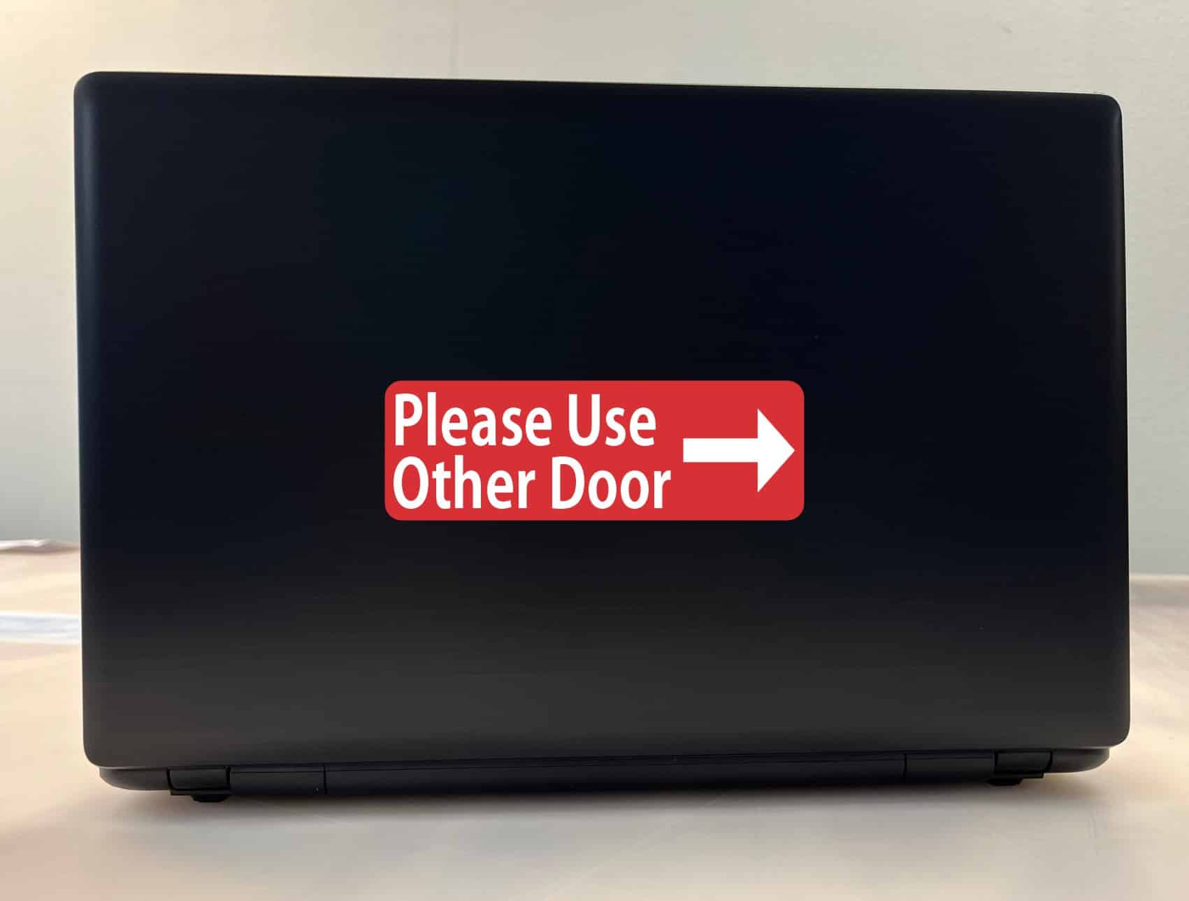 StickerTalk Red Right Please Use Other Door Vinyl Sticker, 6 inches x 2 inches - Image 3