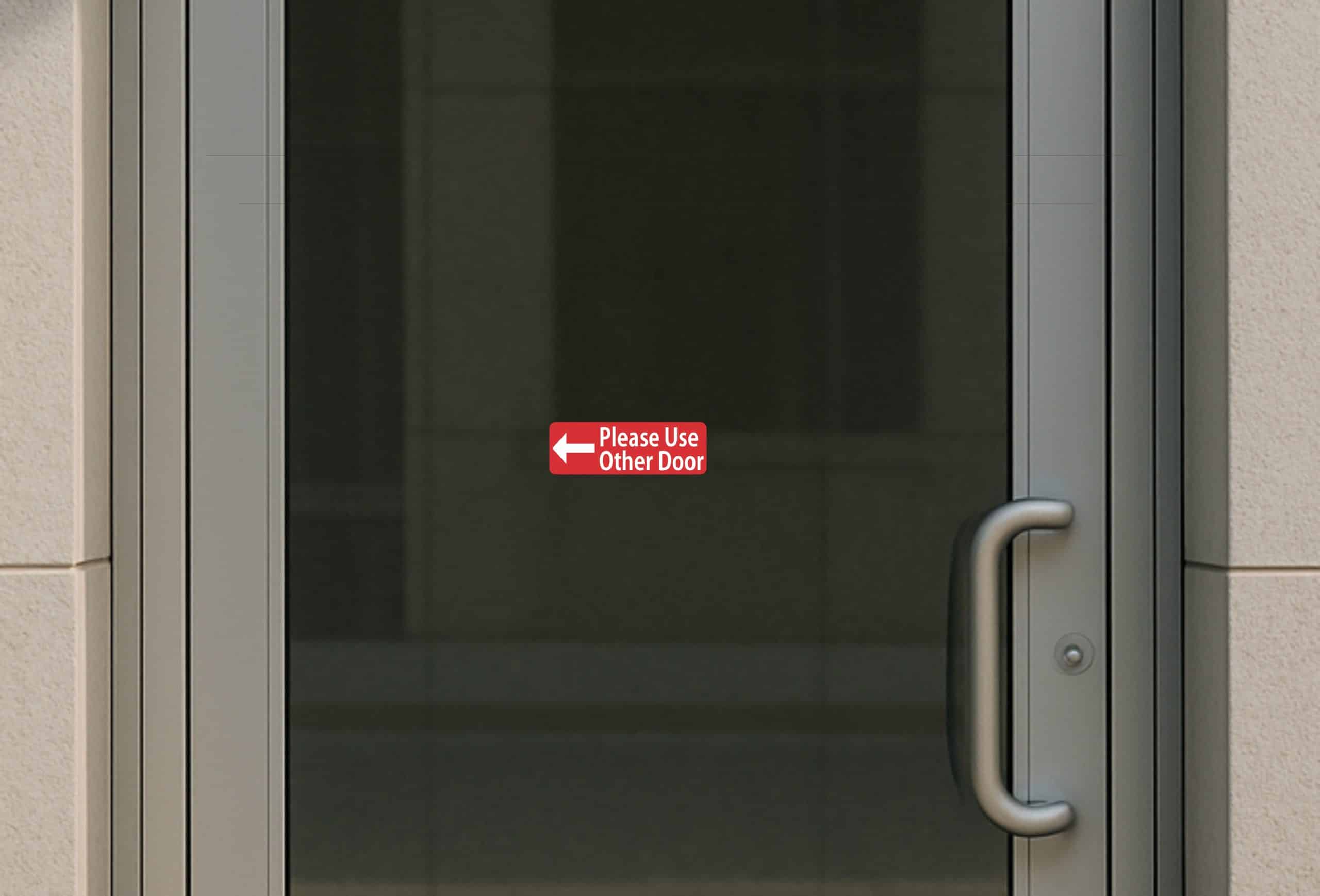 StickerTalk Red Left Please Use Other Door Vinyl Sticker, 6 inches x 2 inches - Image 4