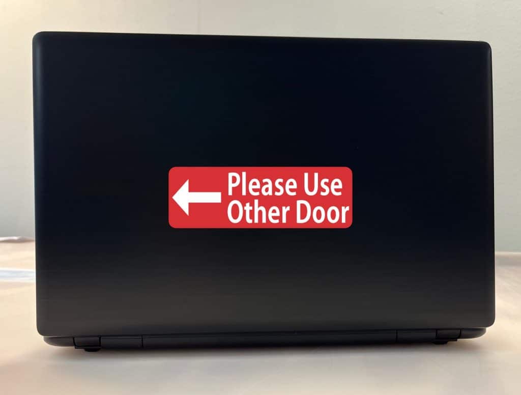 StickerTalk Red Left Please Use Other Door Vinyl Sticker, 6 inches x 2 ...