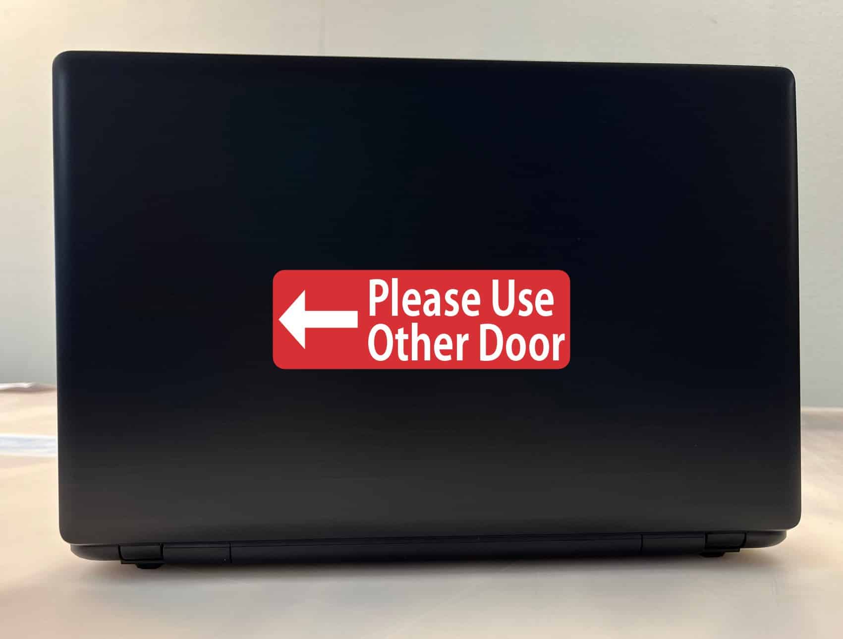 StickerTalk Red Left Please Use Other Door Vinyl Sticker, 6 inches x 2 inches - Image 3