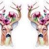Watercolor Deer with Floral Antlers