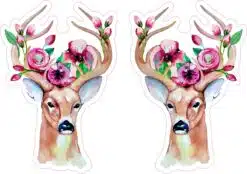 Watercolor Deer with Floral Antlers