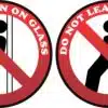 Do Not lean on glass sticker