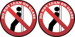 Do Not lean on glass sticker