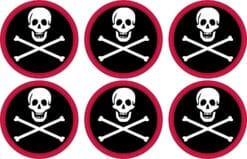 Red Border Skull and Crossbones Vinyl Stickers