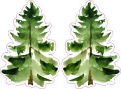 Mirrored Pine Tree Vinyl Stickers