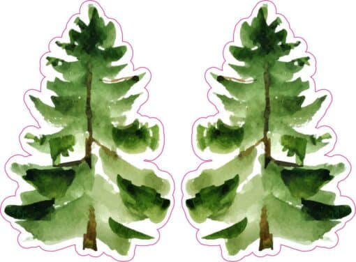 Mirrored Pine Tree Vinyl Stickers