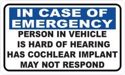 StickerTalk Person in Vehicle has Cochlear Implant Sticker, 5 inches x 3 inches