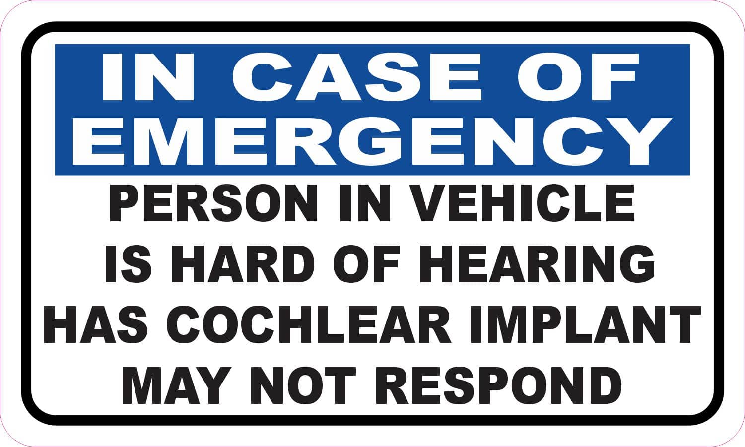 StickerTalk Person in Vehicle has Cochlear Implant Sticker, 5 inches x 3 inches