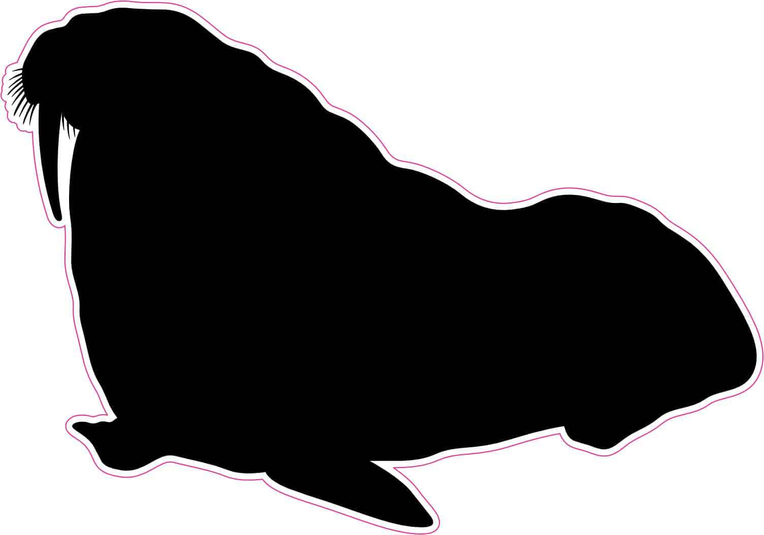 Left Facing Walrus Silhouette Vinyl Sticker