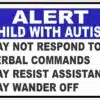 Alert Child with Autism Vinyl Sticker
