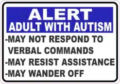 Alert Adult with Autism Vinyl Sticker