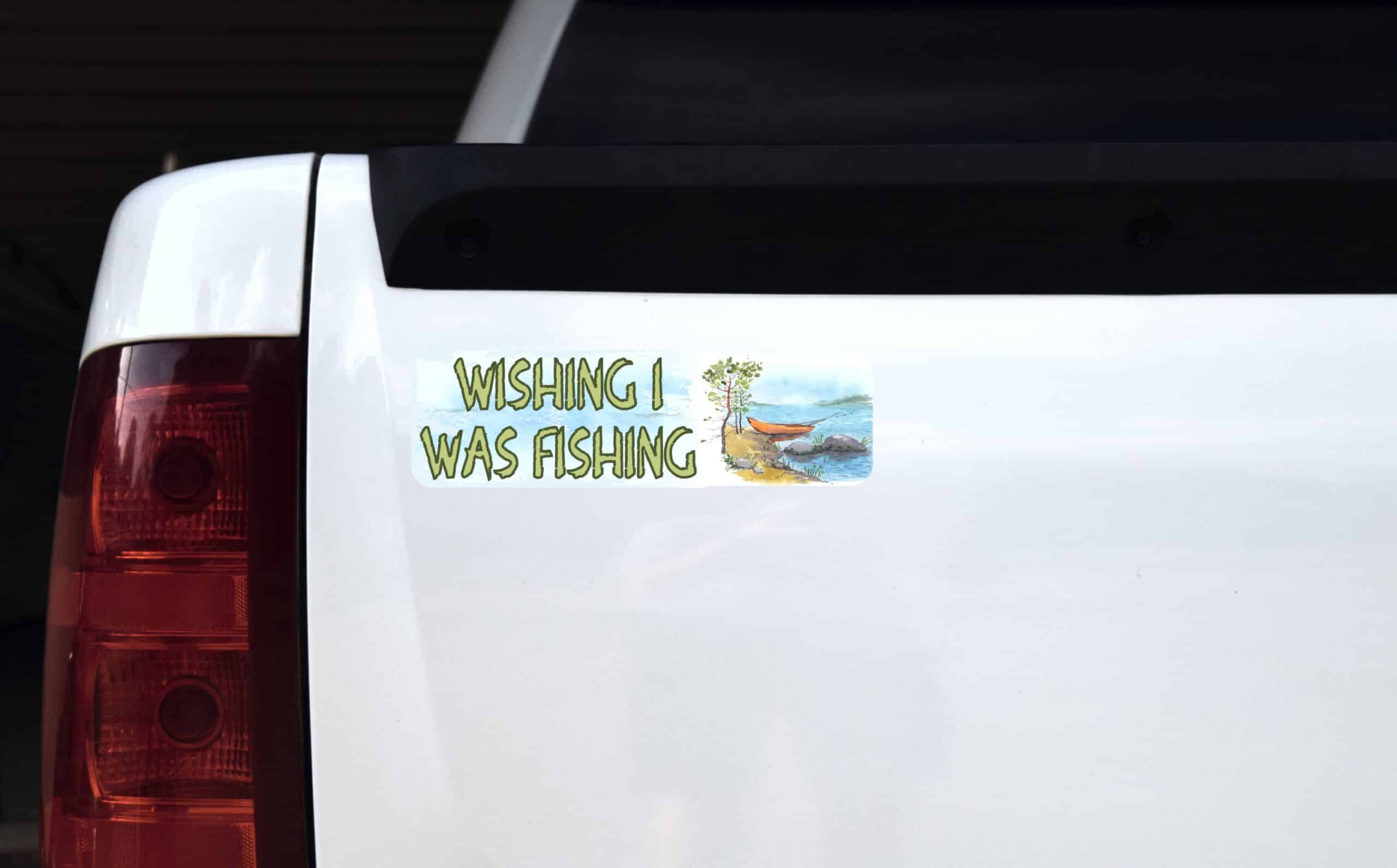 StickerTalk Wishing I Was Fishing Magnet, 10 inches x 3 inches