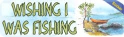 StickerTalk Wishing I Was Fishing Vinyl Sticker, 10 inches x 3 inches