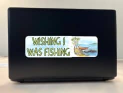 StickerTalk Wishing I Was Fishing Vinyl Sticker, 10 inches x 3 inches