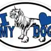 Blue Oval Chinese Crested I Love My Dog Vinyl Sticker