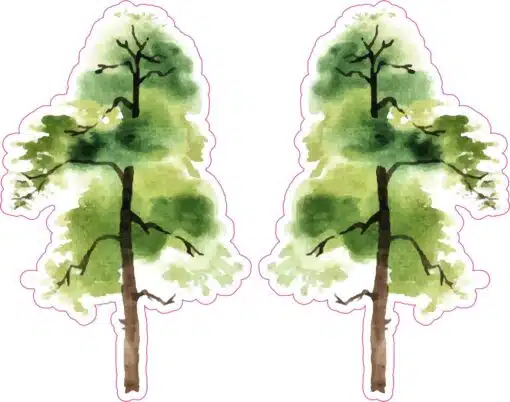 Mirrored Oak Tree Vinyl Stickers
