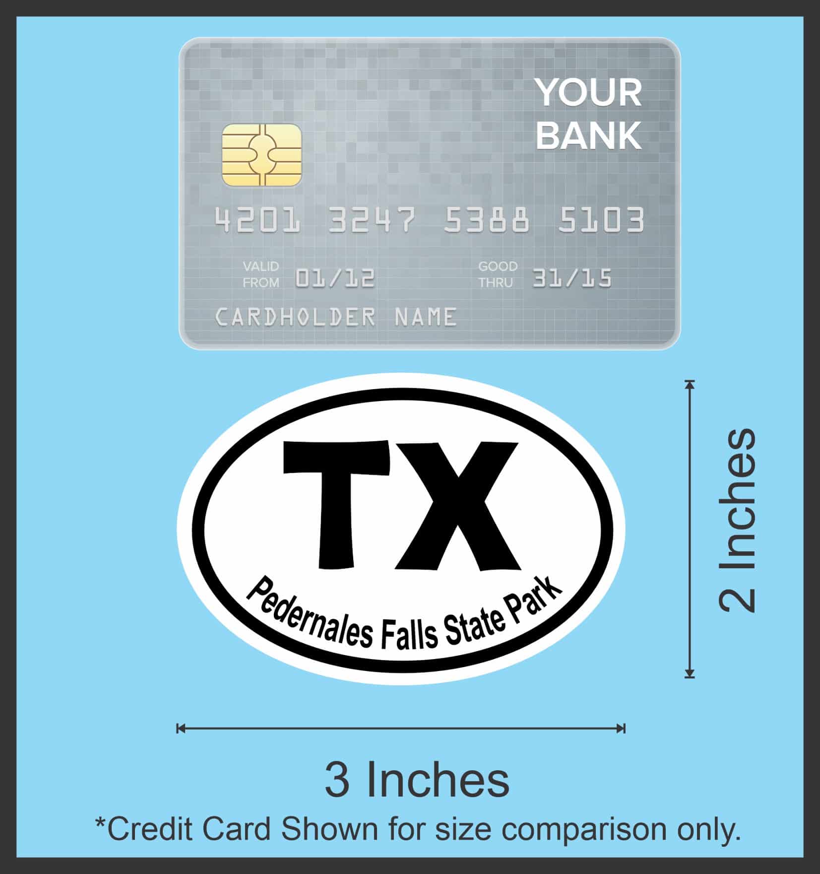 StickerTalk TX Oval Pedernales Falls State Park Vinyl Sticker, 3 inches x 2 inches - Image 7