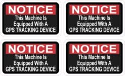 Machine Equipped with GPS Tracking Vinyl Stickers