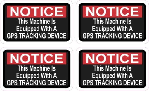 Machine Equipped with GPS Tracking Vinyl Stickers