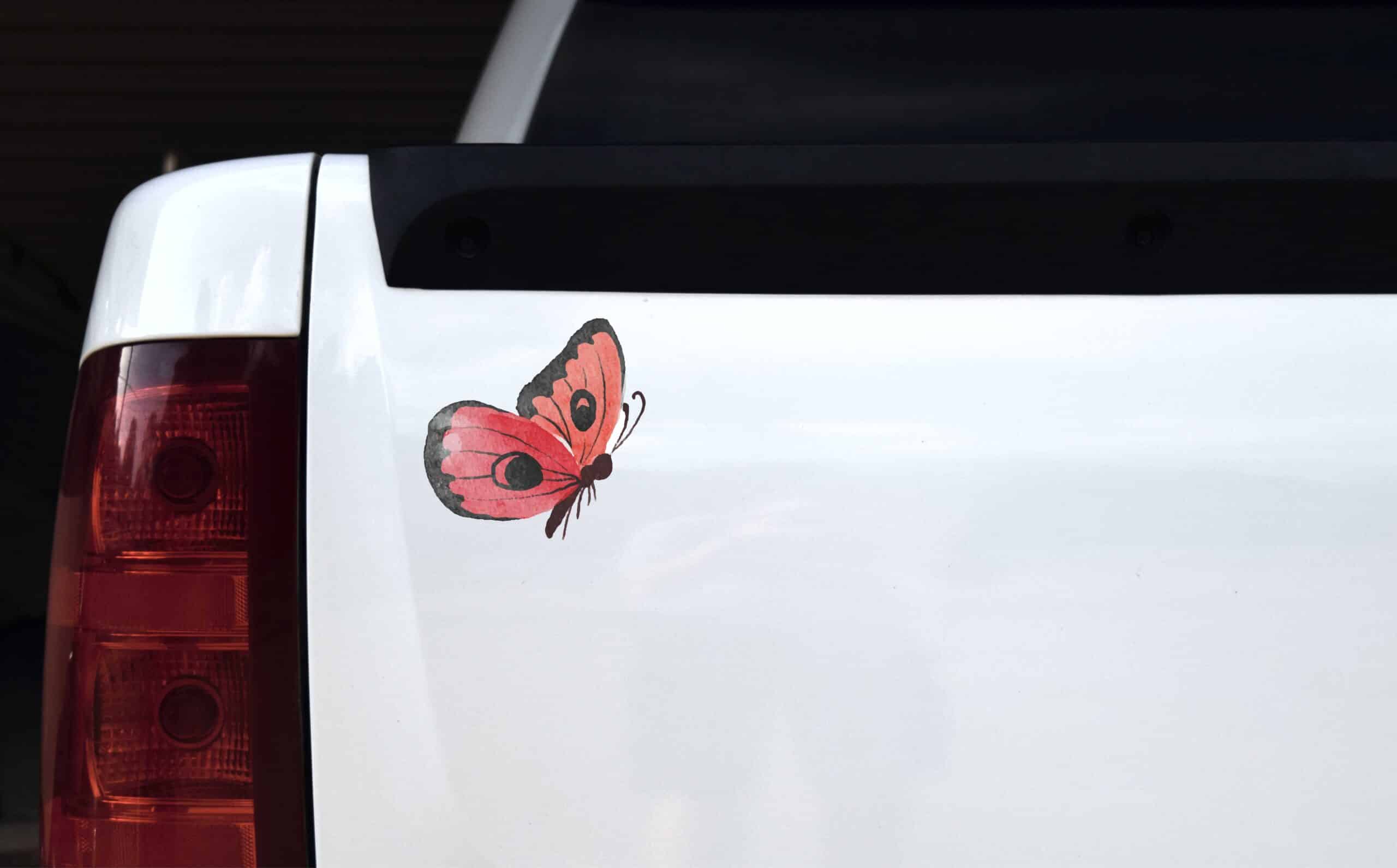 StickerTalk Pink Watercolor Butterfly Vinyl Sticker, 5 inches x 5 inches