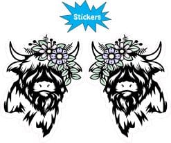 StickerTalk Mirrored Highland Cow With Flower Crown Stickers, 2.3 inches x 3 inches - Image 3