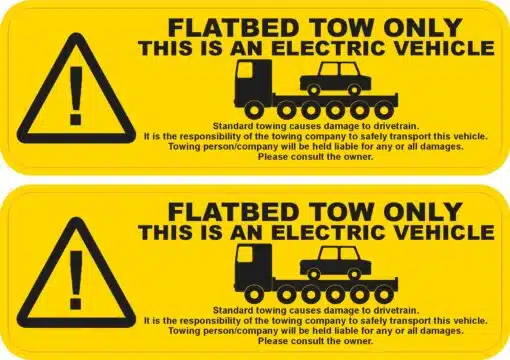 Electric Vehicle Flatbed Tow Stickers