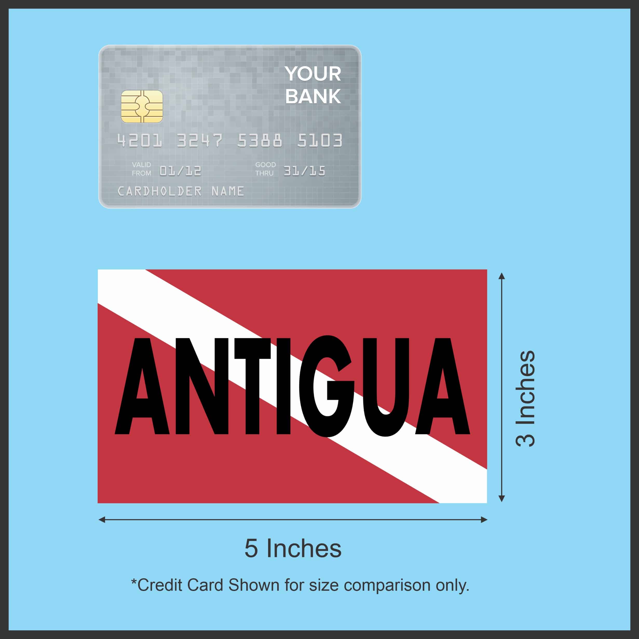 StickerTalk Antigua Diver Down Sticker, 5 inches x 3 inches - Image 6