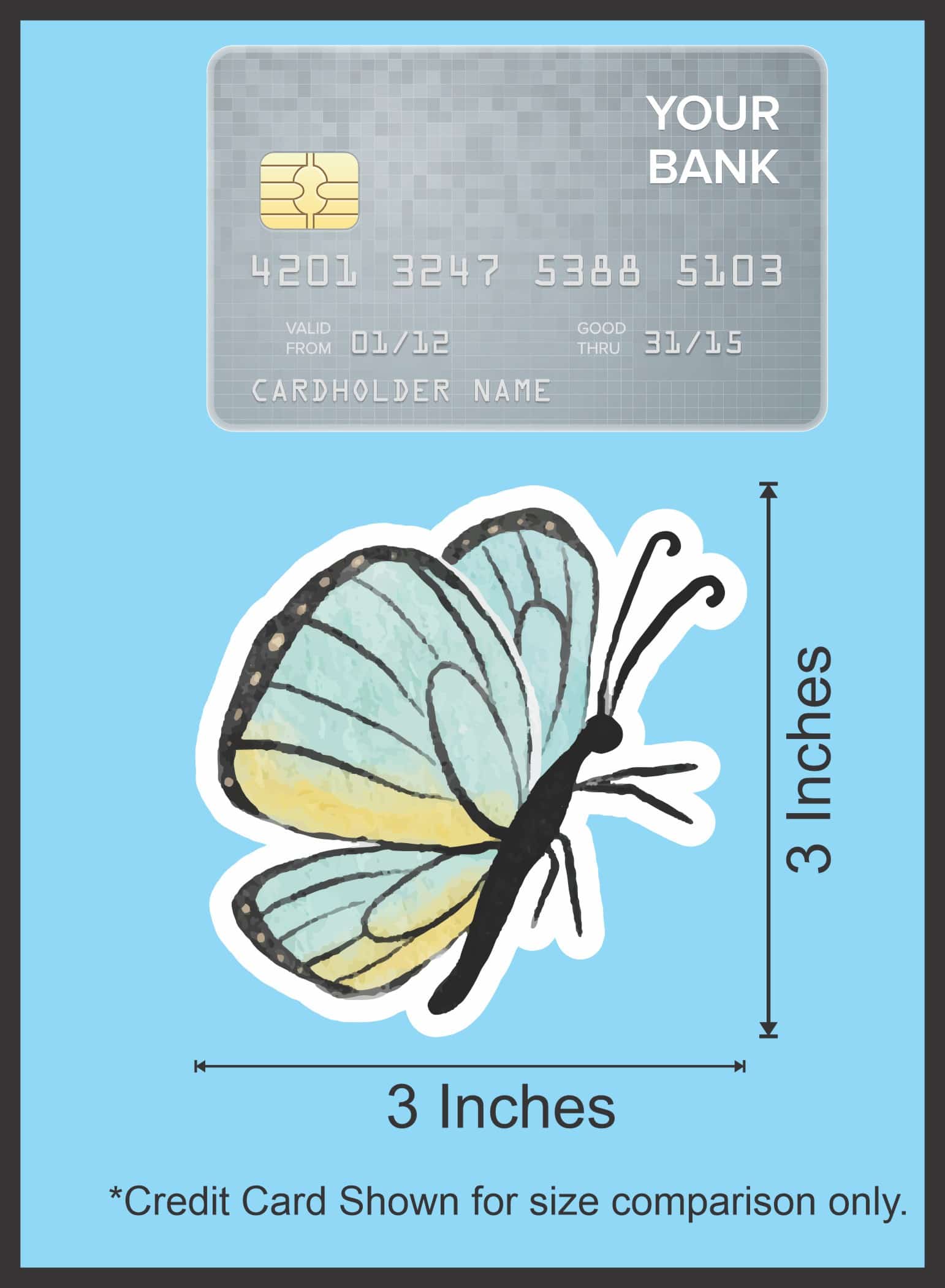StickerTalk Mirrored Blue Watercolor Butterfly Stickers, 3 inches x 3 inches - Image 8