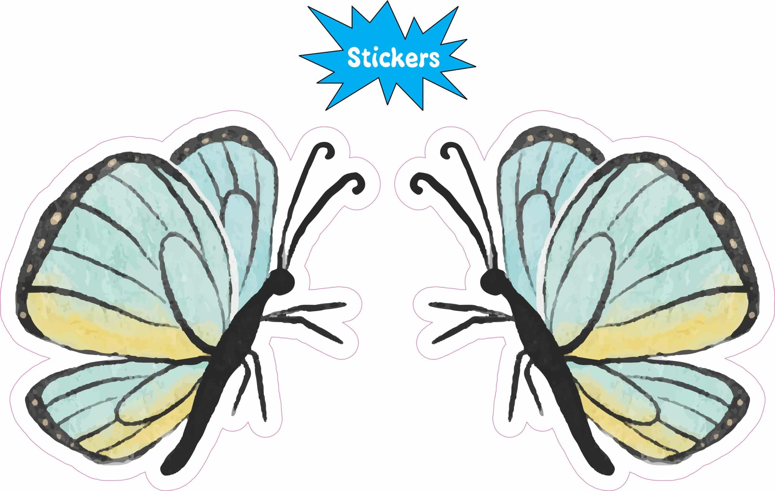StickerTalk Mirrored Blue Watercolor Butterfly Stickers, 3 inches x 3 inches - Image 3