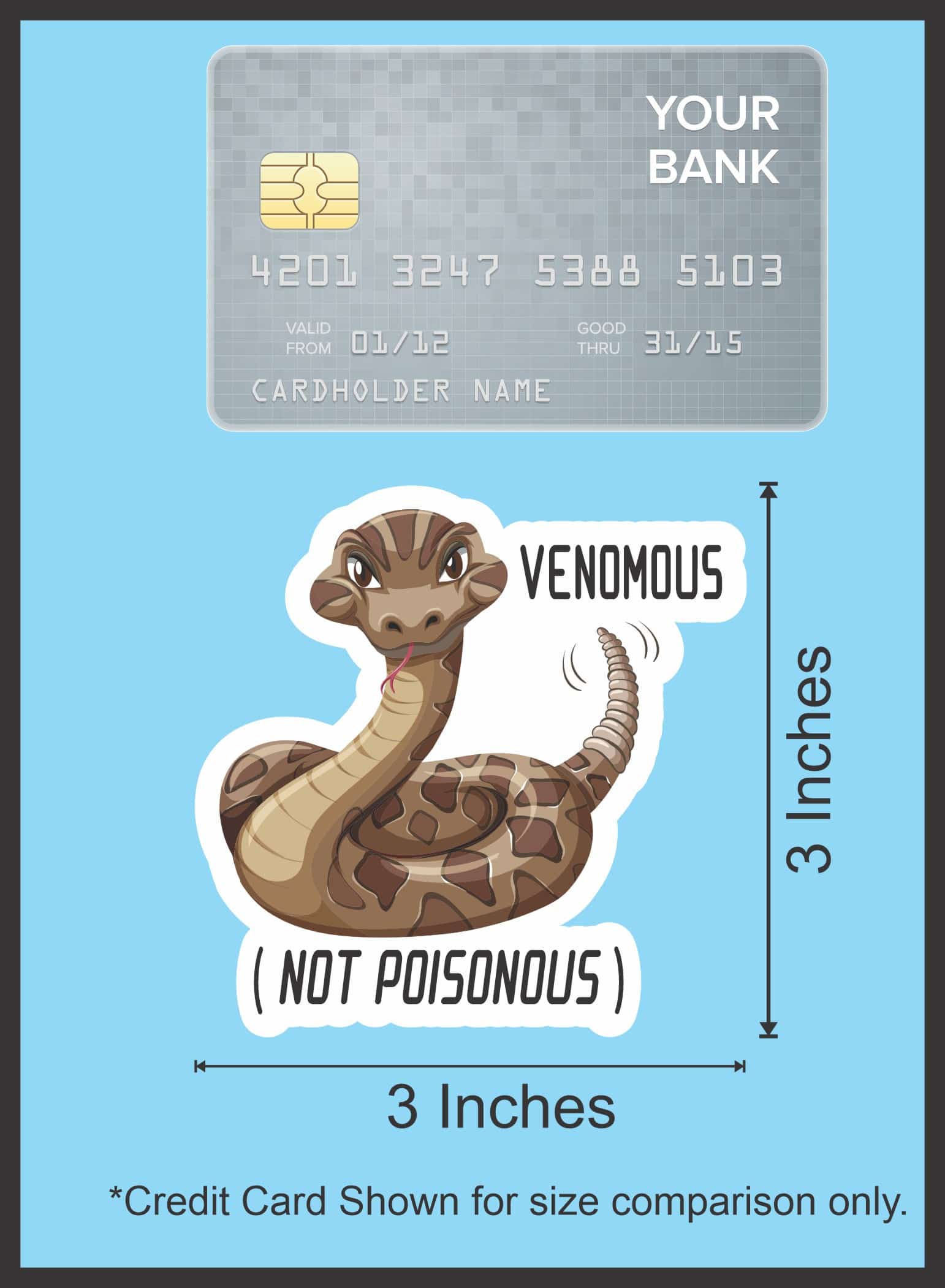 StickerTalk Venomous Not Poisonous Snake Stickers, 3 inches x 3 inches - Image 8