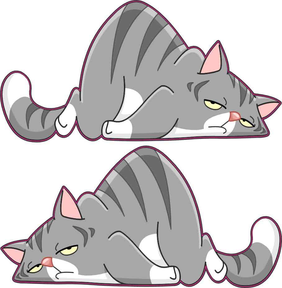 StickerTalk Grey Lazy Cat Stickers, 3 Inches x 1.5 Inches