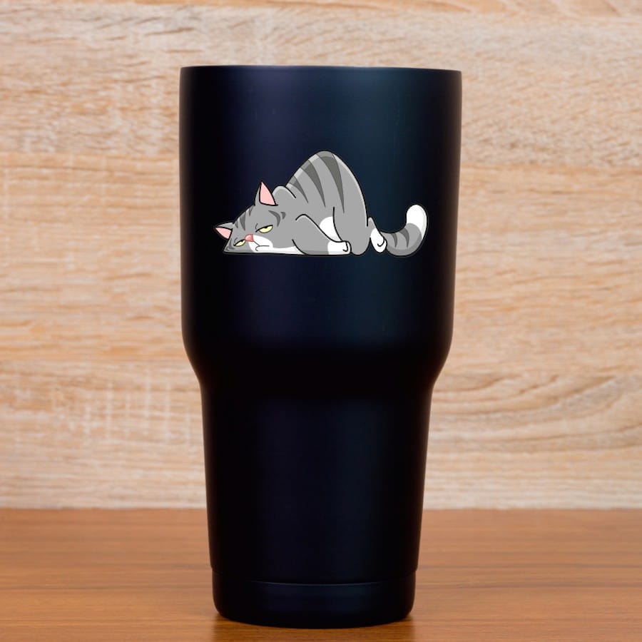 StickerTalk Grey Lazy Cat Stickers, 3 inches x 1.5 inches - Image 7
