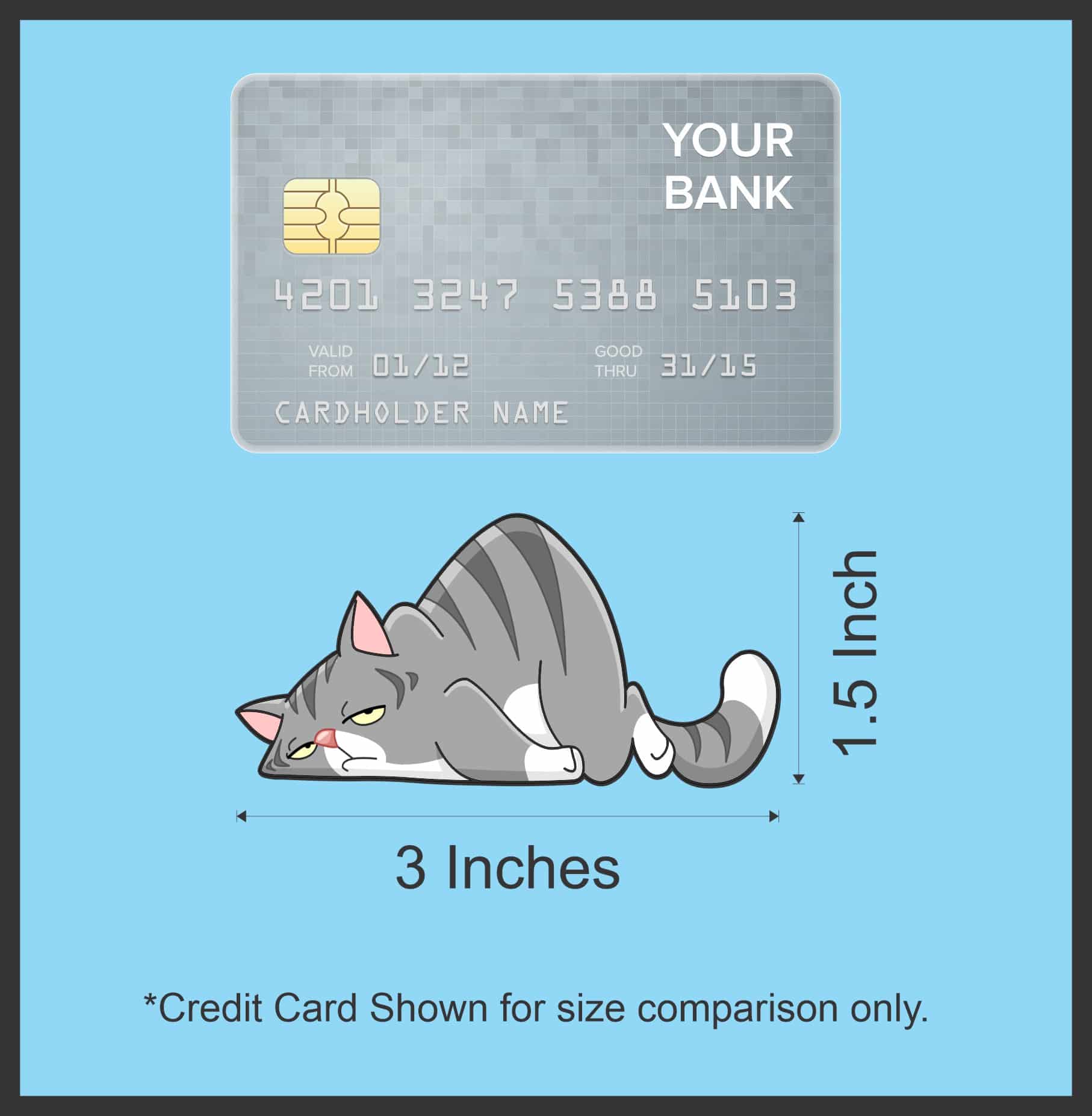 StickerTalk Grey Lazy Cat Stickers, 3 inches x 1.5 inches - Image 10